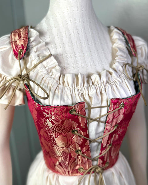 Cropped 18th Century Stays - Silky Brocade - Variety of Colors