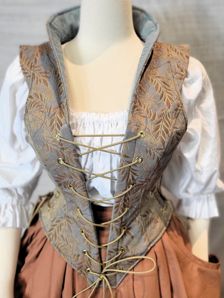 Elizabethan Riding Jacket- Blue and Gold Vines