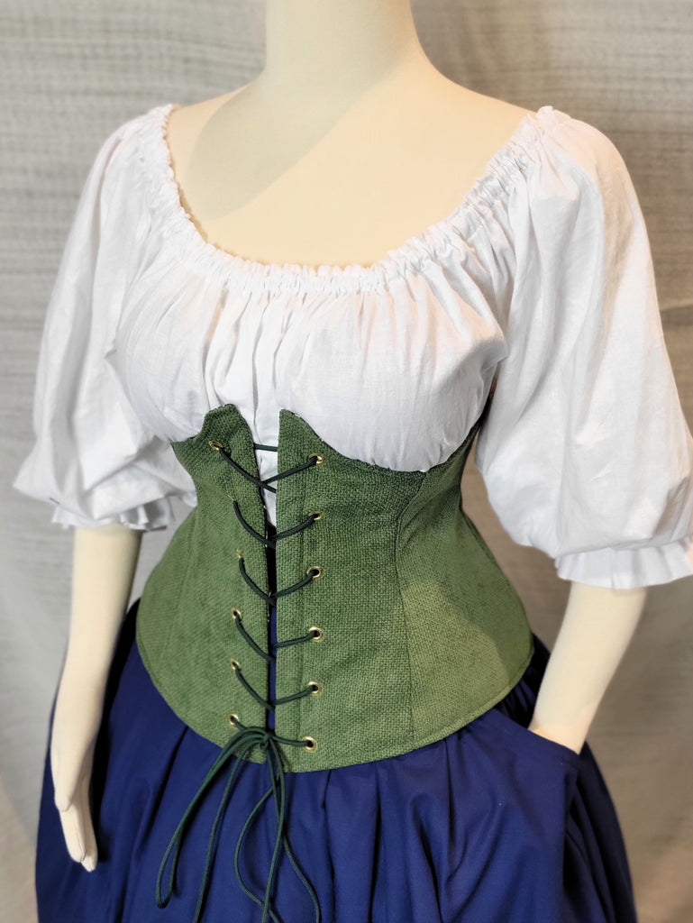 Over Bust Corset - Olive and Peaches Chenille – EaGenie's Scots 'n