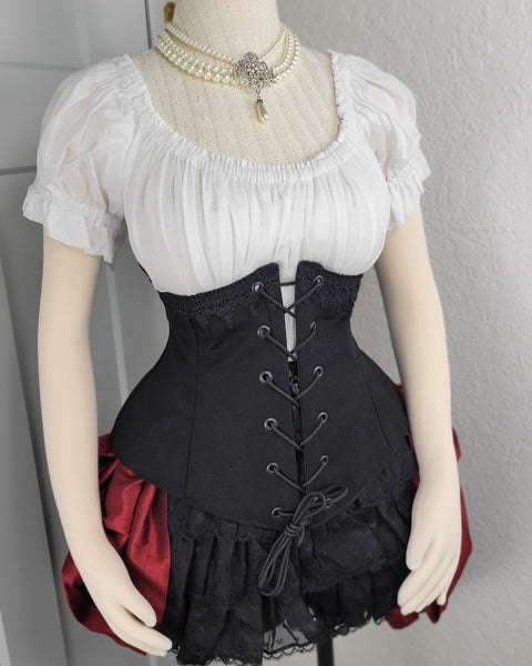 Under Bust Corset - Black with Lace Detail