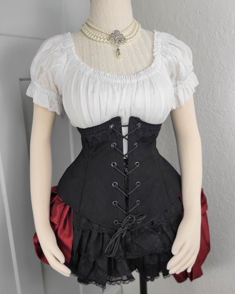 Under Bust Corset - Black with Lace Detail