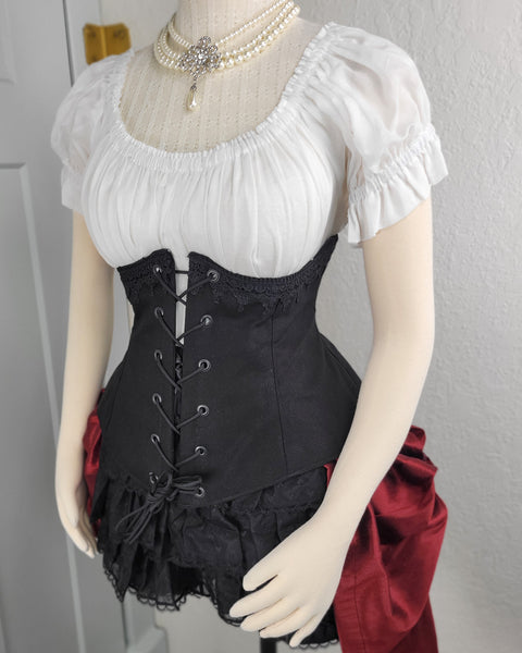 Under Bust Corset - Black with Lace Detail