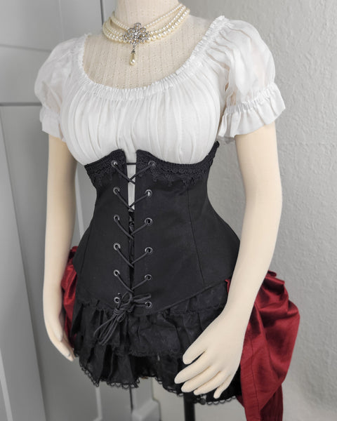 Under Bust Corset - Black with Lace Detail