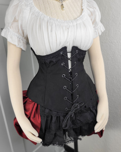 Under Bust Corset - Black with Lace Detail