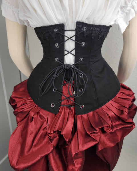 Under Bust Corset - Black with Lace Detail