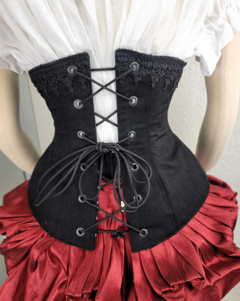 Under Bust Corset - Black with Lace Detail