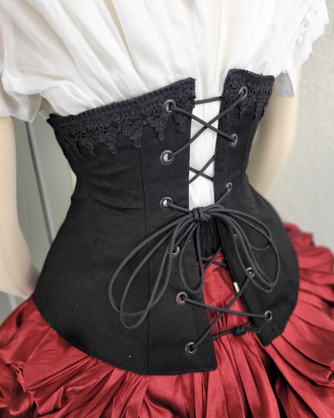 Under Bust Corset - Black with Lace Detail