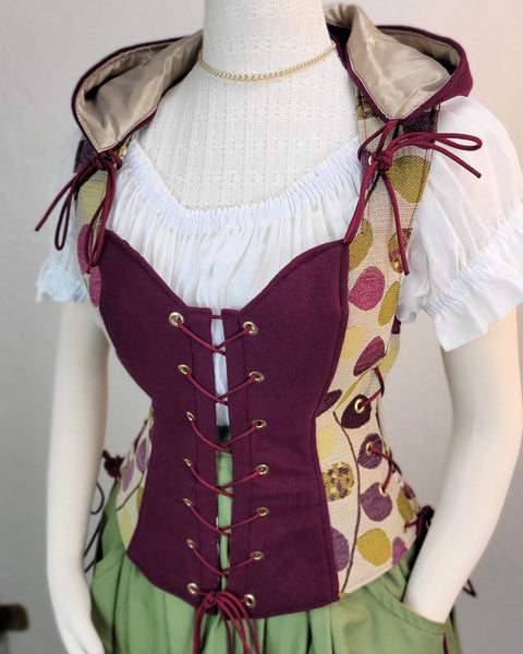 Fairytale Bodice with Hood - Purple and Sage