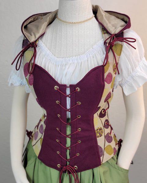 Fairytale Bodice with Hood - Purple and Sage