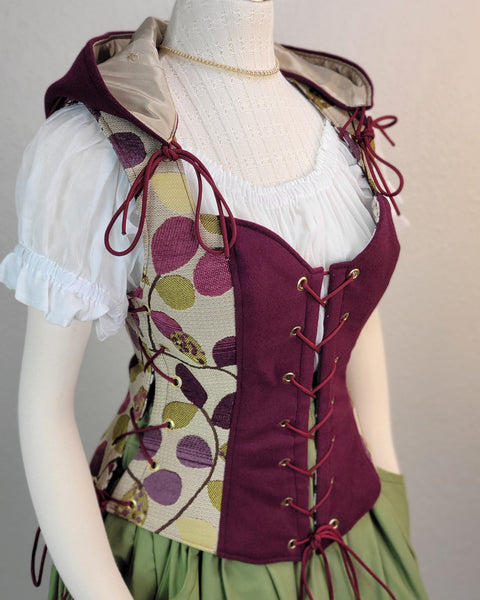 Fairytale Bodice with Hood - Purple and Sage