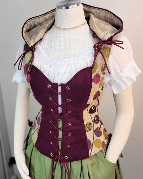 Fairytale Bodice with Hood - Purple and Sage