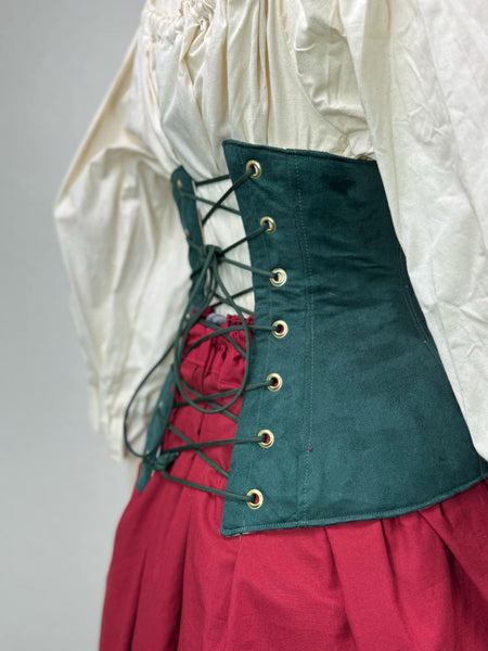 Under Bust Corset - Emerald Green Chenille