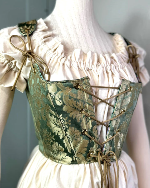 Cropped 18th Century Stays - Silky Brocade - Variety of Colors