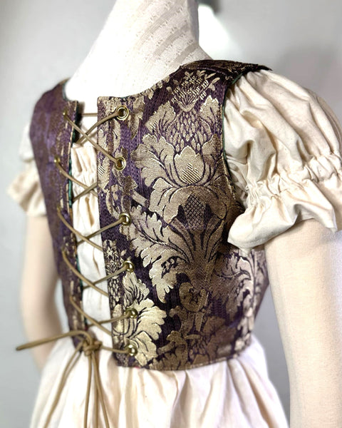 Cropped 18th Century Stays - Silky Brocade - Variety of Colors