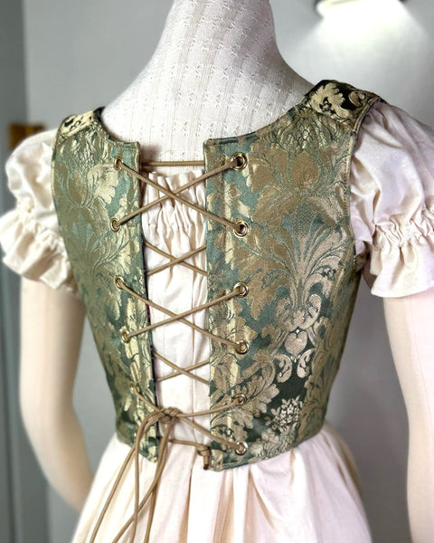 Cropped 18th Century Stays - Silky Brocade - Variety of Colors