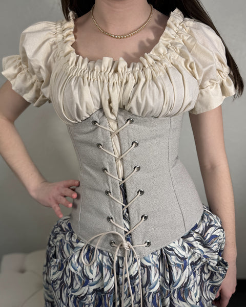 Under Bust Corset - Silver Chenille