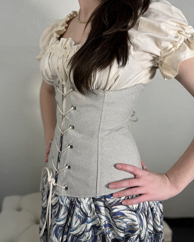 Under Bust Corset - Silver Chenille