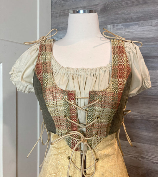 Cropped Bodice - Sage and Plaid