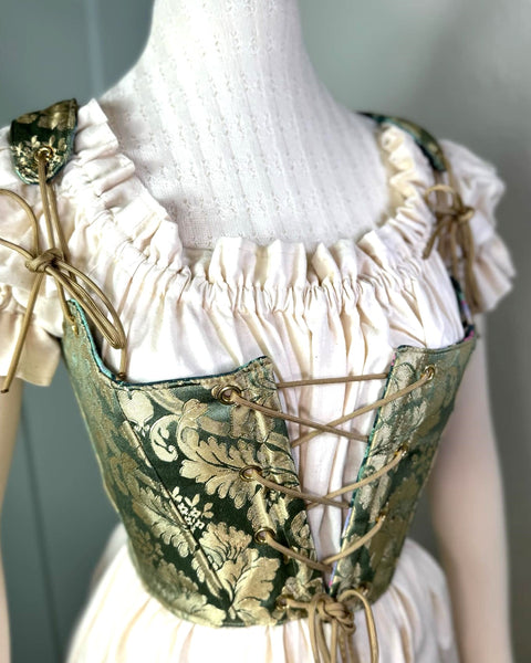 Cropped 18th Century Stays - Silky Brocade - Variety of Colors