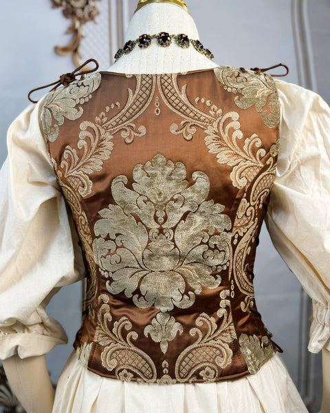 High Back Classic Bodice - Copper Bronze Damask