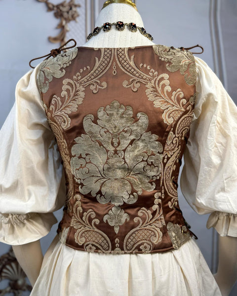 High Back Classic Bodice - Copper Bronze Damask