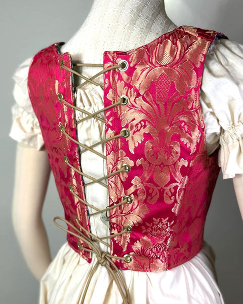 Cropped 18th Century Stays - Silky Brocade - Variety of Colors